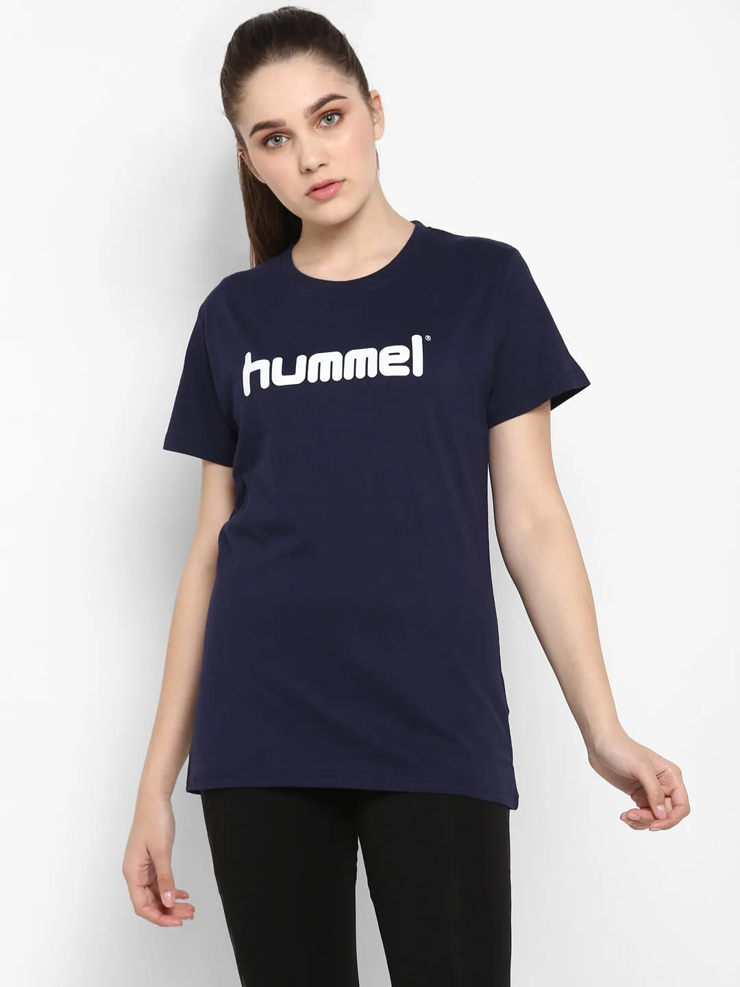 Go Women Cotton Blue Logo T-Shirt