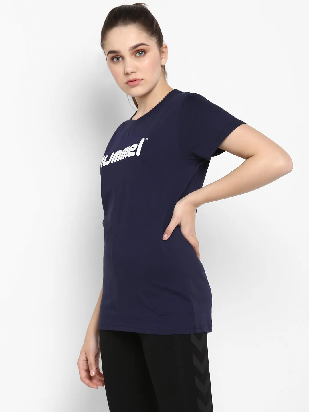 Go Women Cotton Blue Logo T-Shirt