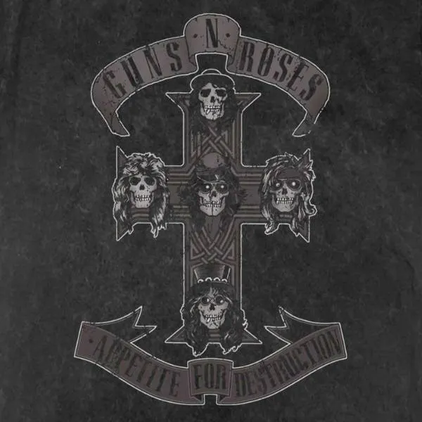 Guns 'n' Roses Adult T-Shirt - Appetite For Destruction - Monochrome Dye Wash