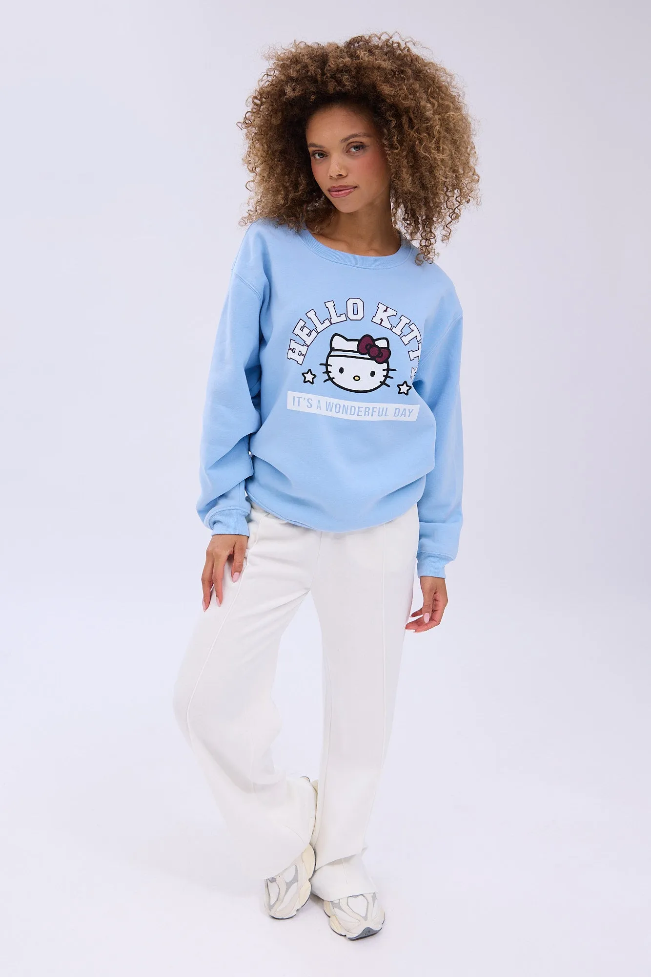 Hello Kitty It's A Wonderful Day Graphic Crew Neck Relaxed Sweatshirt