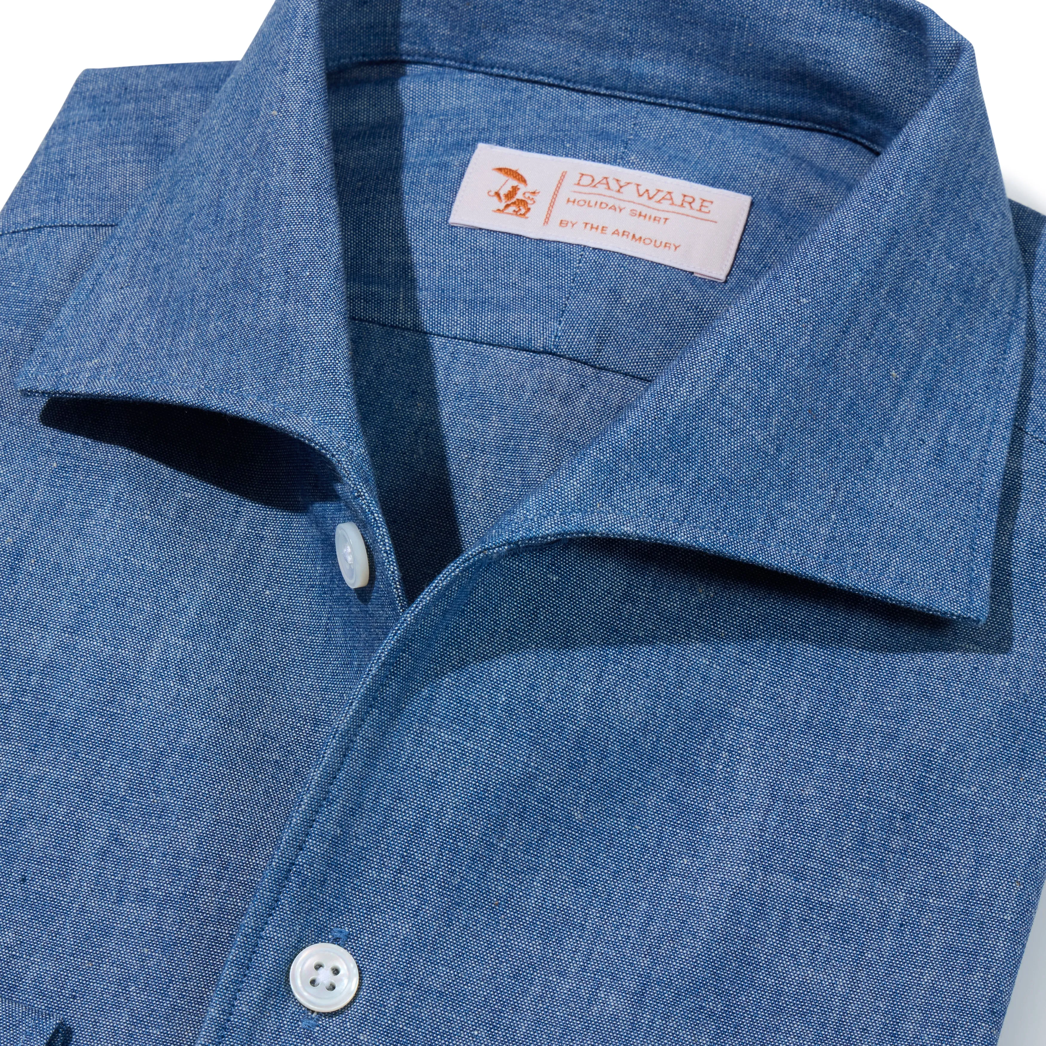 Japanese Cotton Chambray Long-sleeve Holiday Shirt