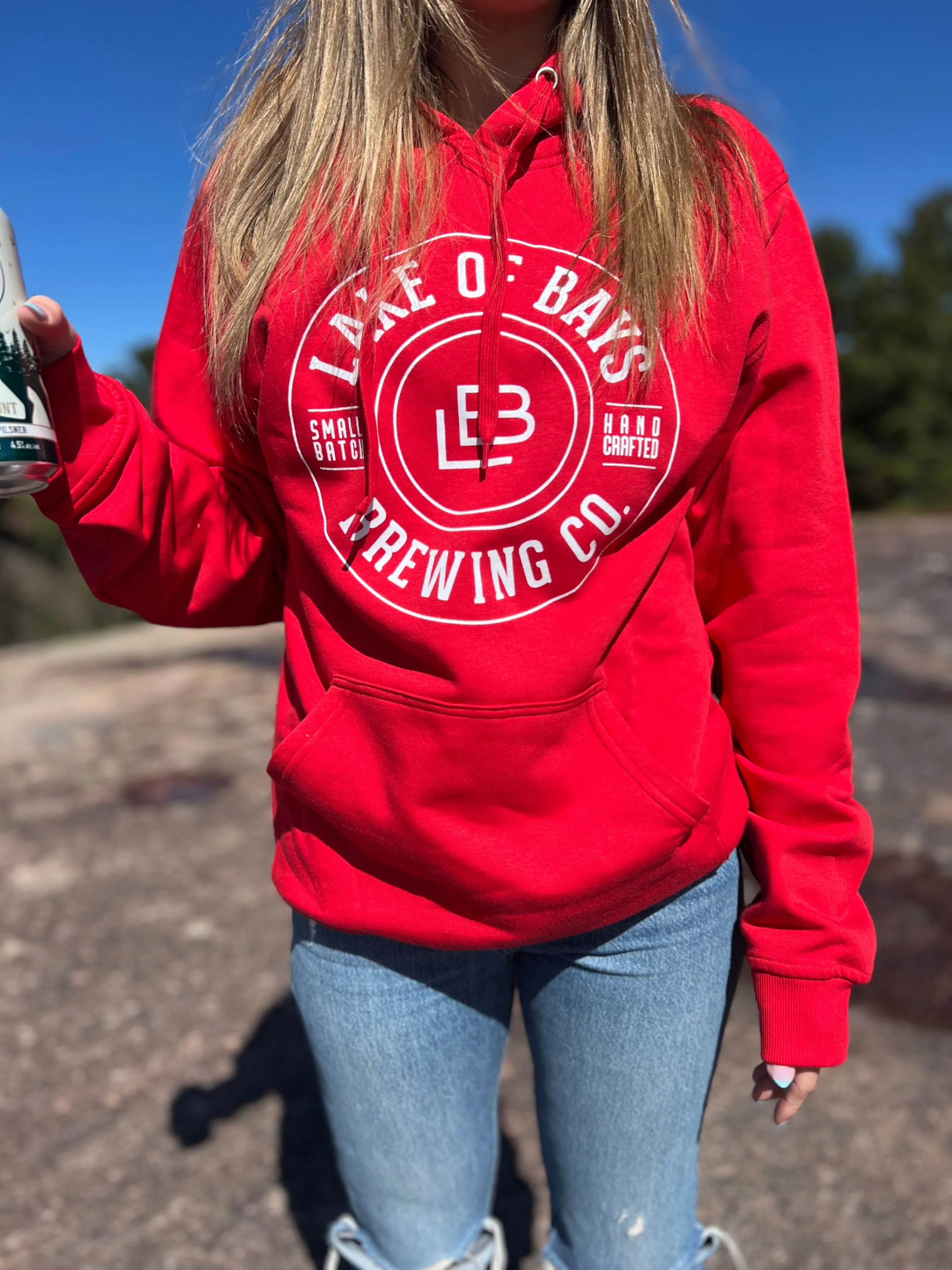 Lake of Bays Logo - Red Heavy Hoodie