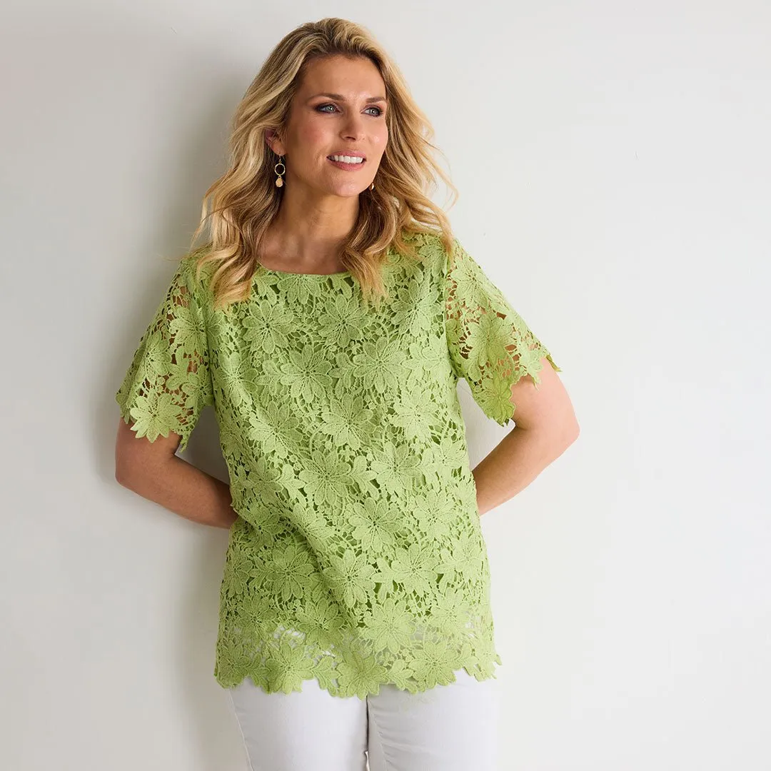 Lime Crochet Flower Top