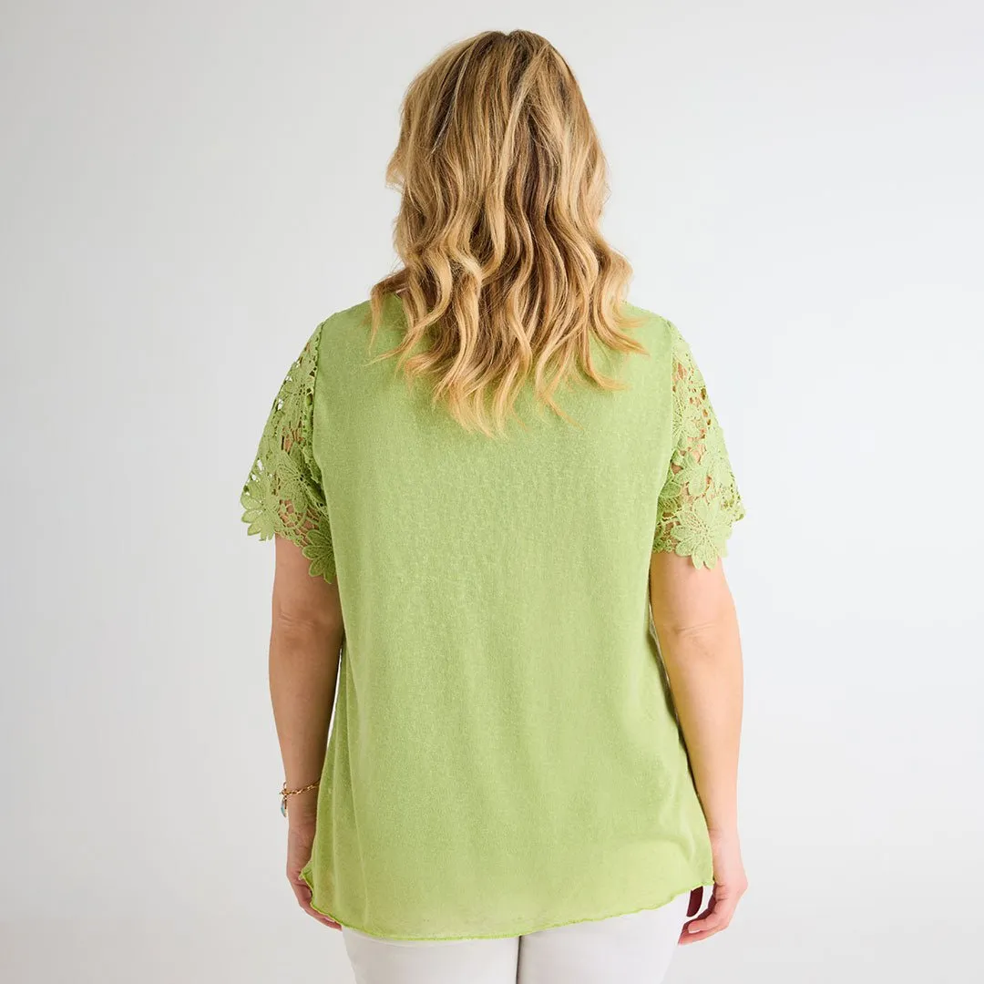 Lime Crochet Flower Top