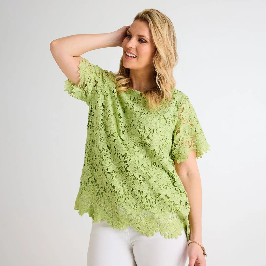 Lime Crochet Flower Top