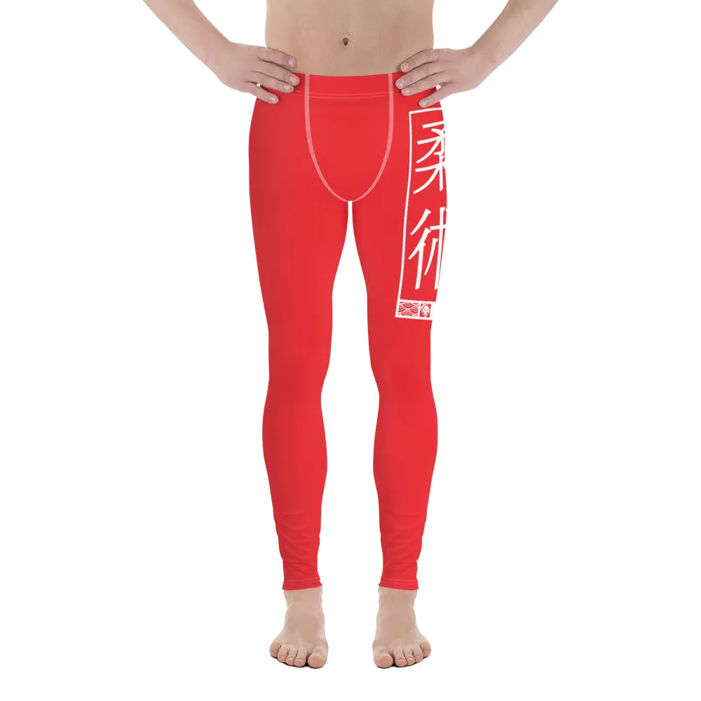 Men's Athletic Workout Leggings For Jiu Jitsu 001 - Scarlet