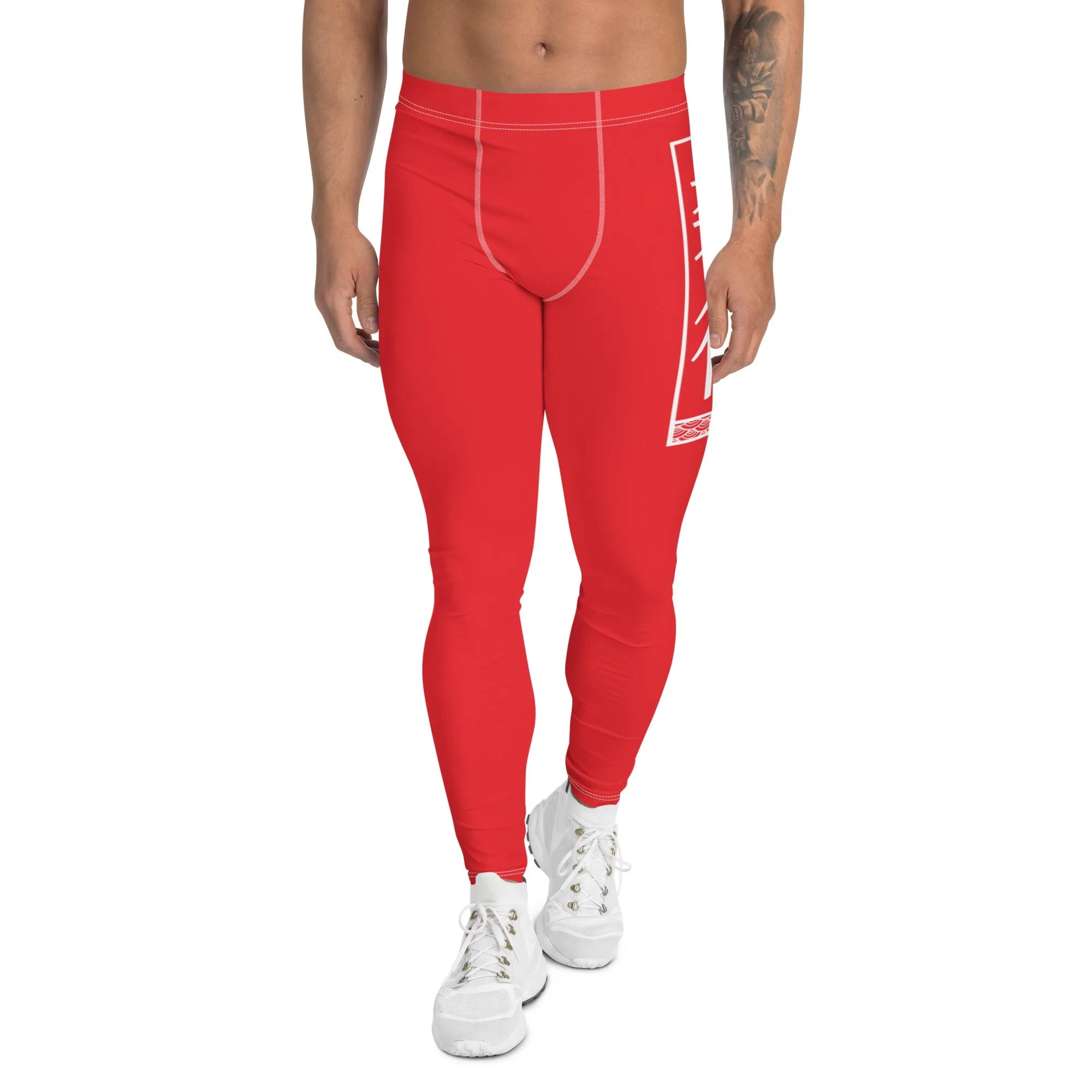 Men's Athletic Workout Leggings For Jiu Jitsu 001 - Scarlet