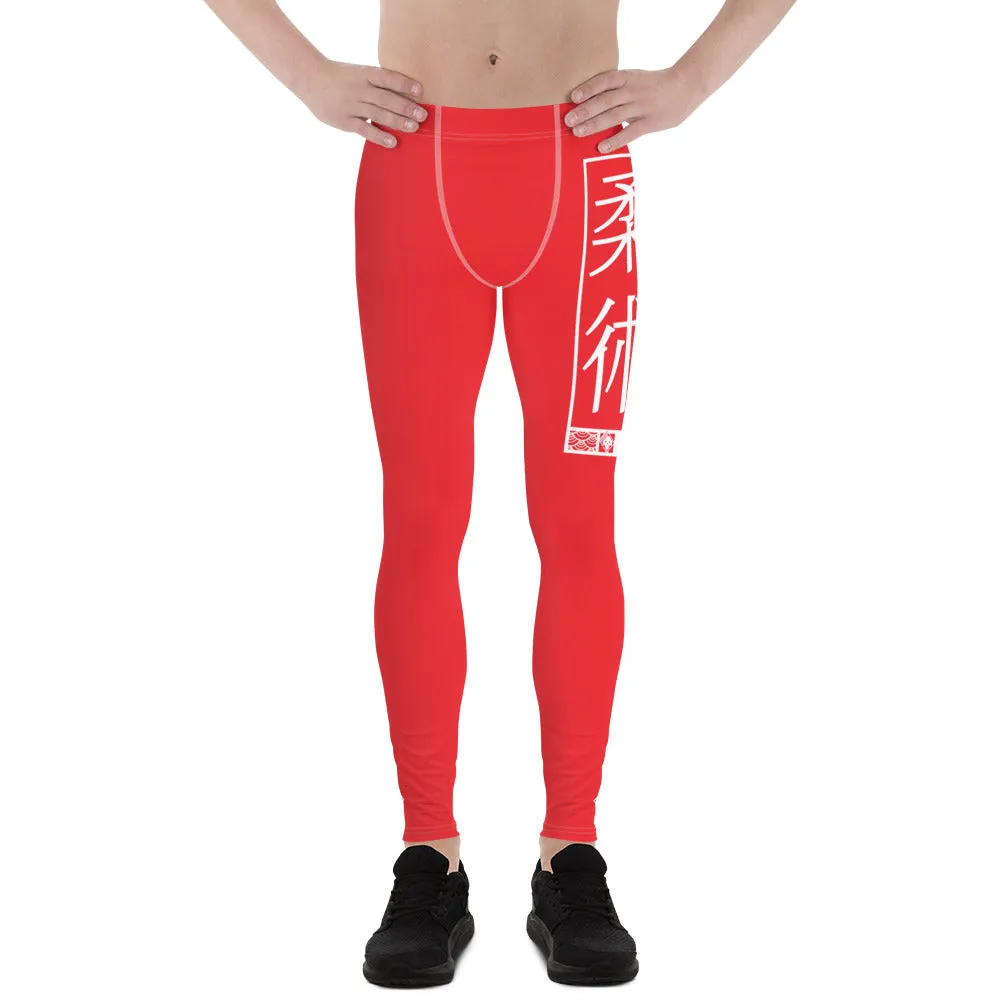 Men's Athletic Workout Leggings For Jiu Jitsu 001 - Scarlet