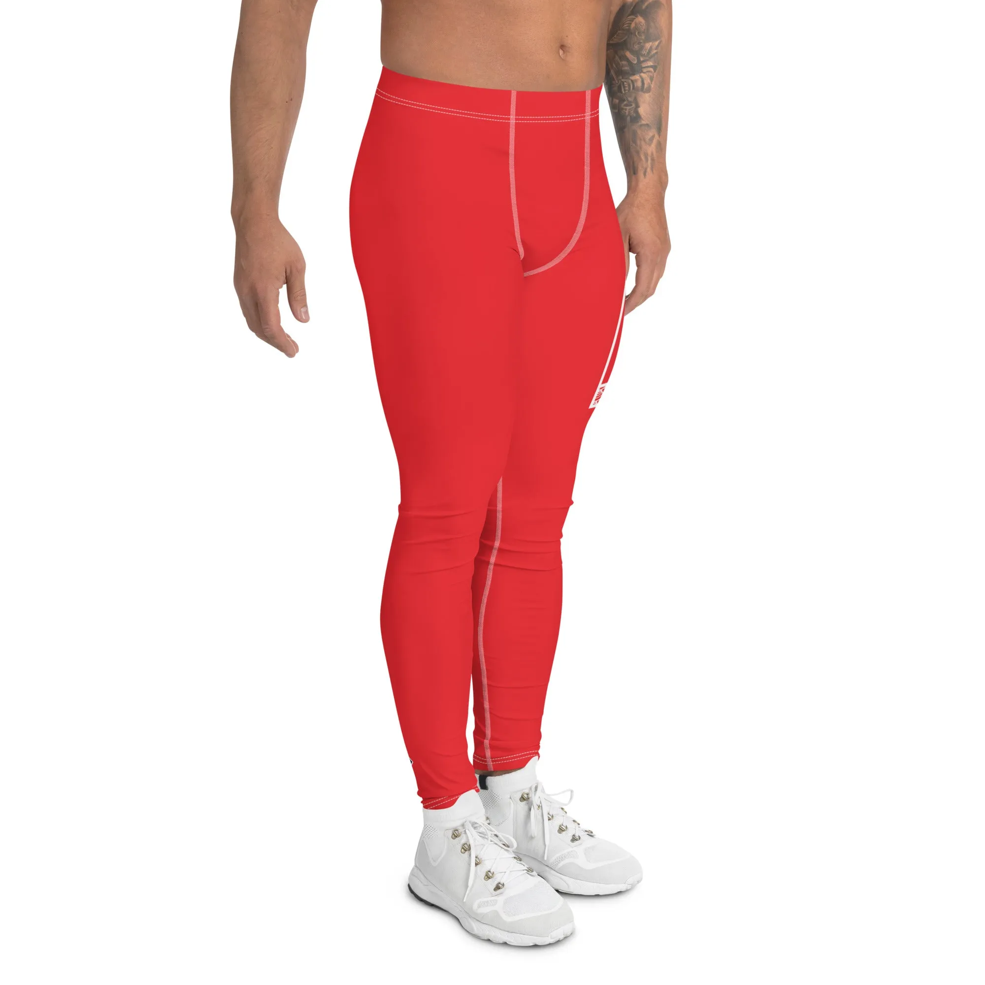 Men's Athletic Workout Leggings For Jiu Jitsu 001 - Scarlet