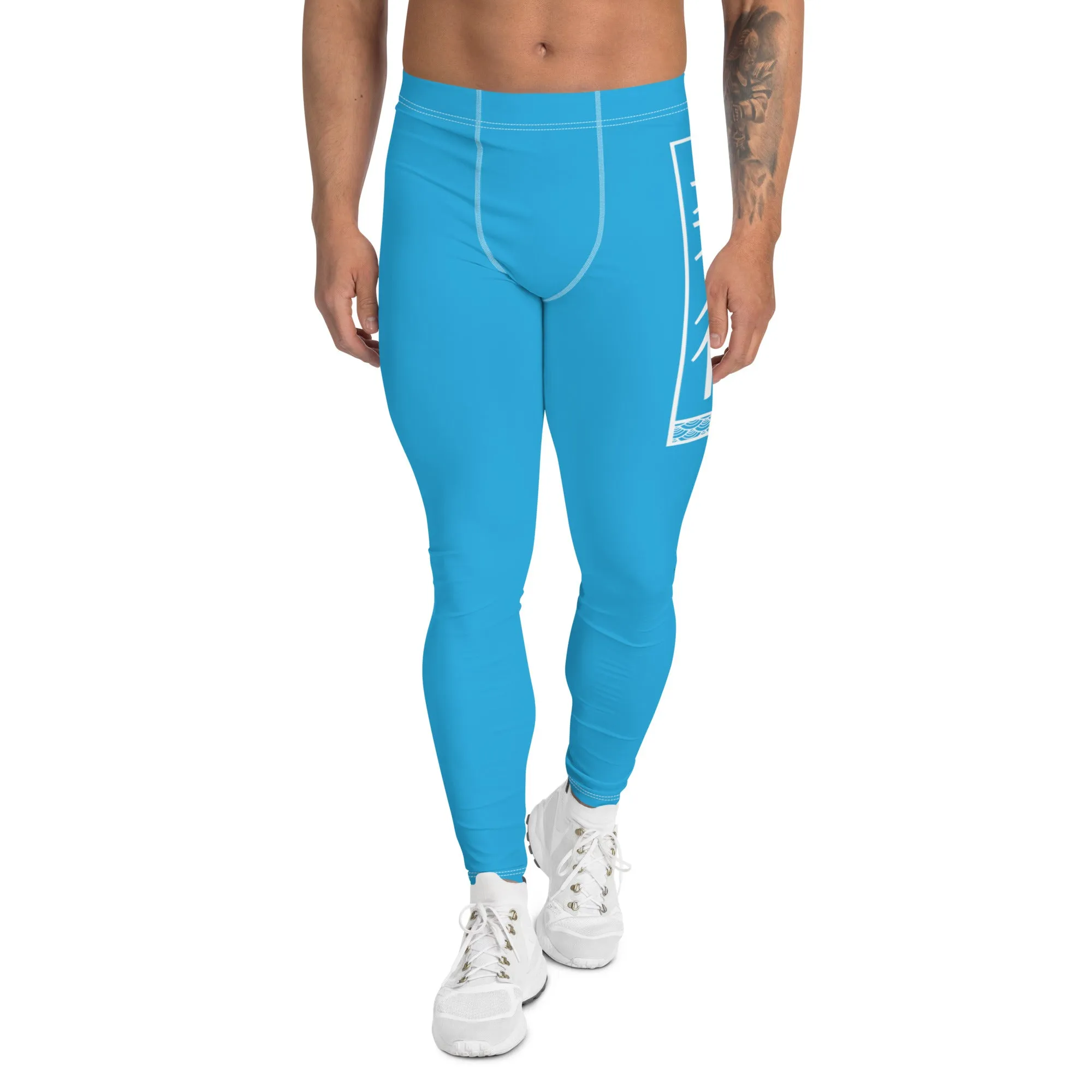 Men's Athletic Workout Leggings For Jiu Jitsu 005 - Cyan