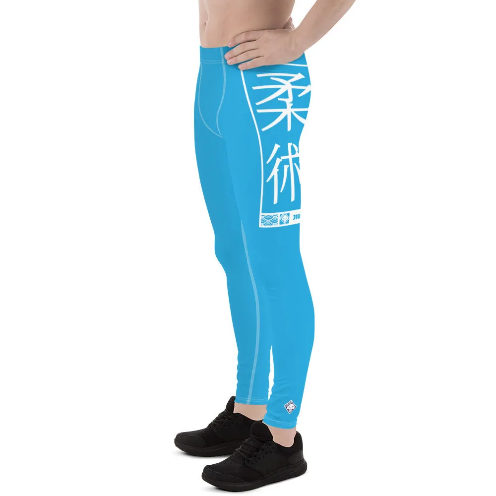 Men's Athletic Workout Leggings For Jiu Jitsu 005 - Cyan