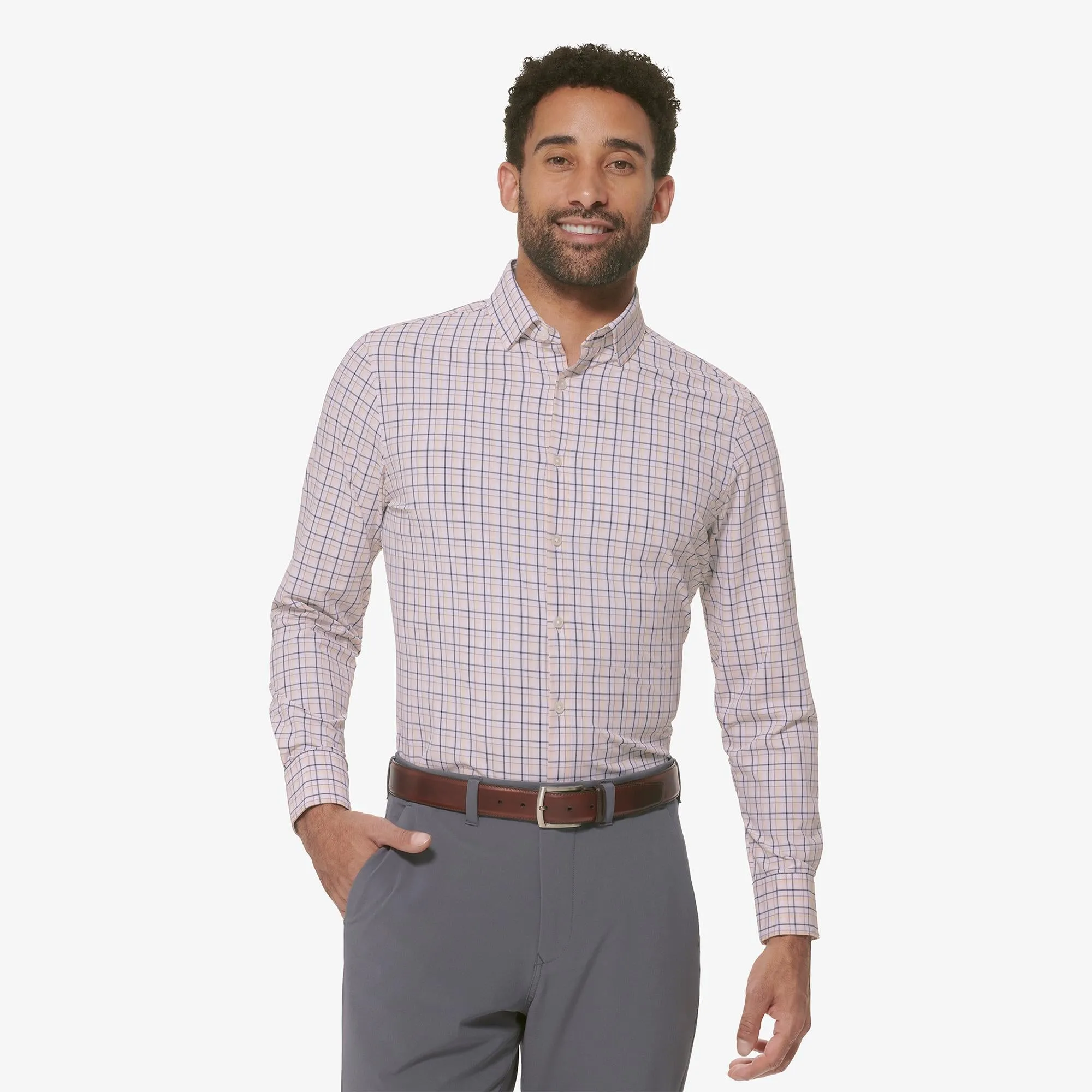 Men's Mizzen   Main | Leeward Trim Long Sleeve | White Multi Plaid