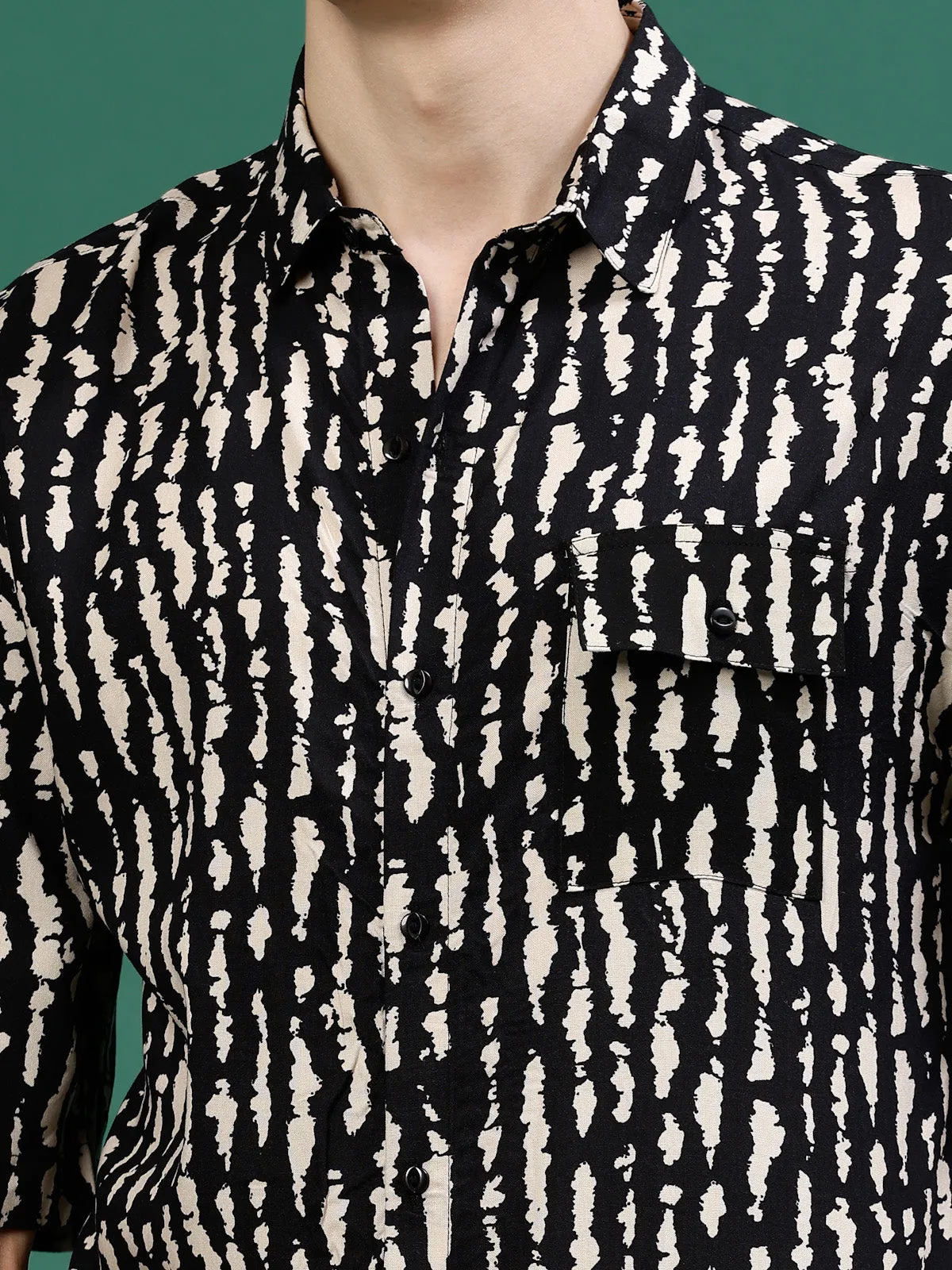 Men's Rayon All Over Abstract Print Drop Shoulder Shirt