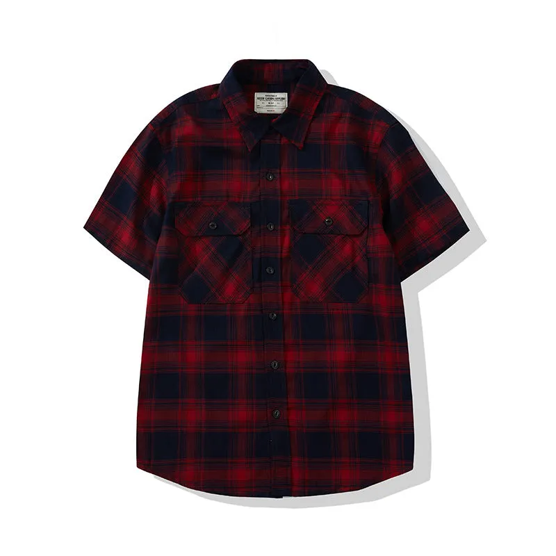 Men's Retro Casual Short Sleeve Plaid Shirt