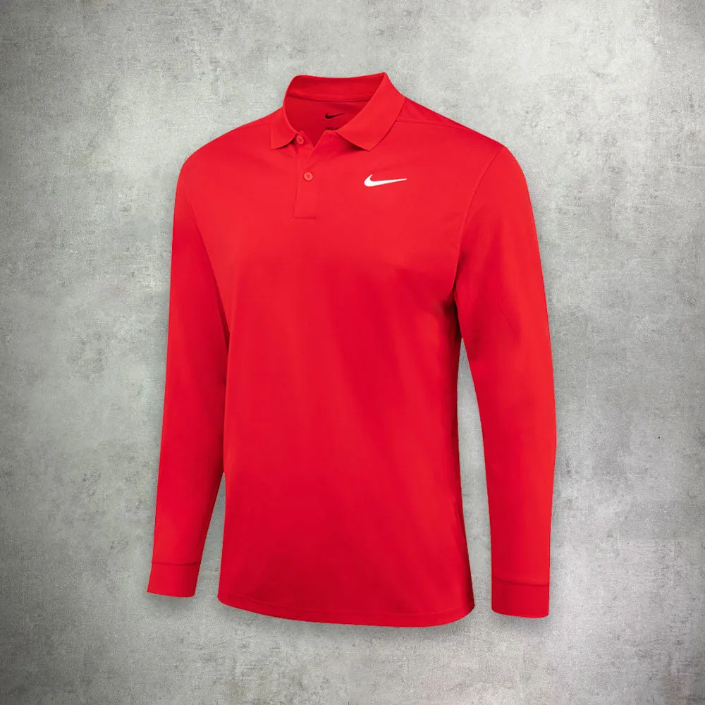 Nike Dri-FIT Victory Solid Long Sleeve Polo Red