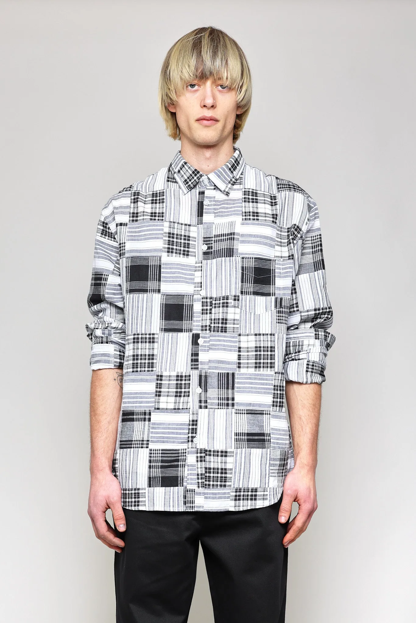 NS1190-97 Japanese Patchwork Plaid in Black and White