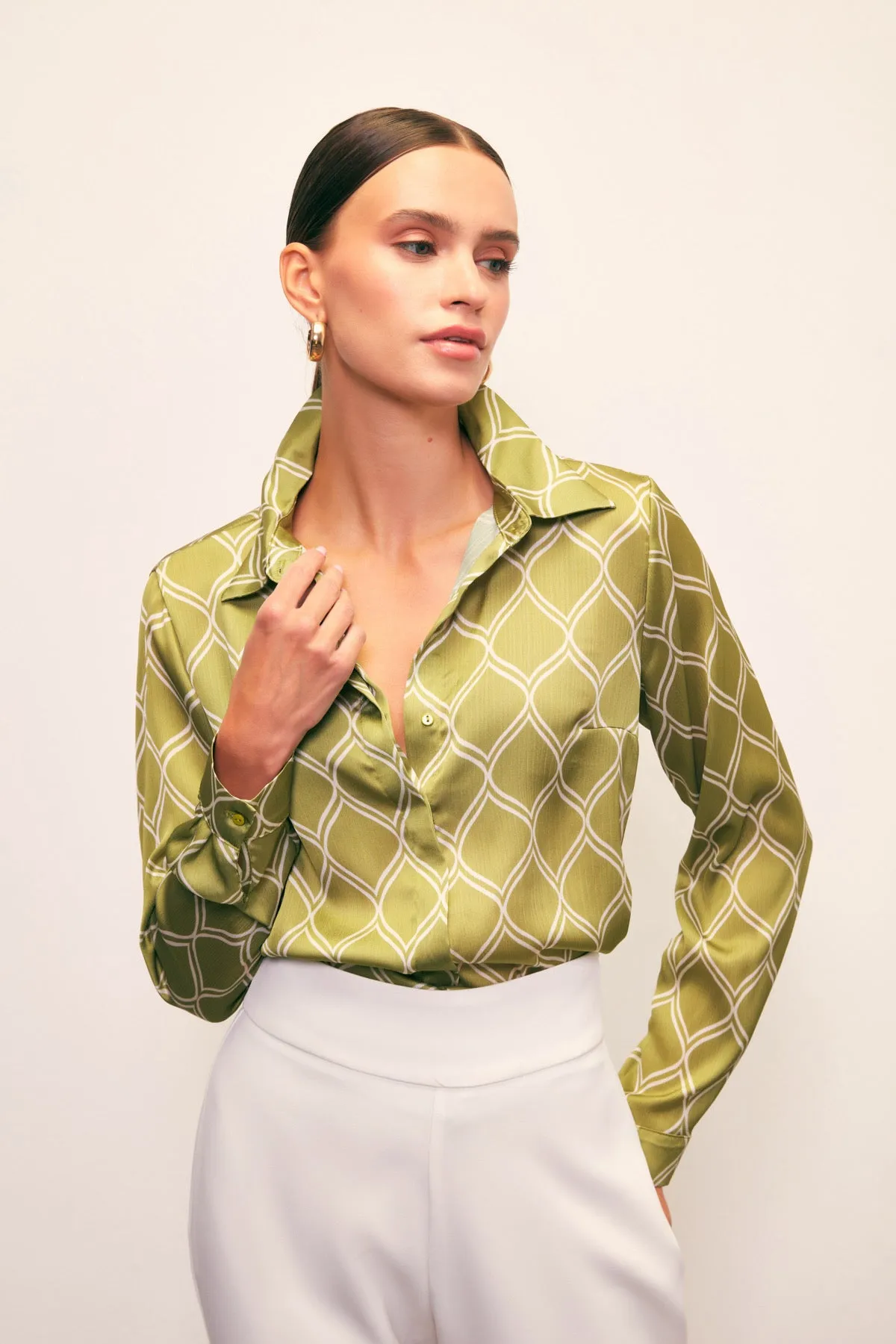 Patterned Classic Shirt - Green