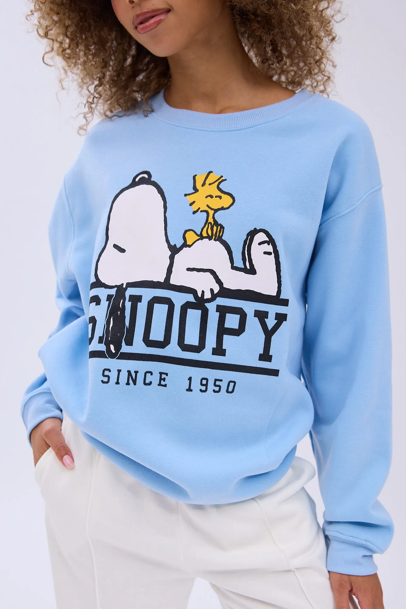 Peanuts Snoopy Since 1950 Graphic Crew Neck Relaxed Sweatshirt