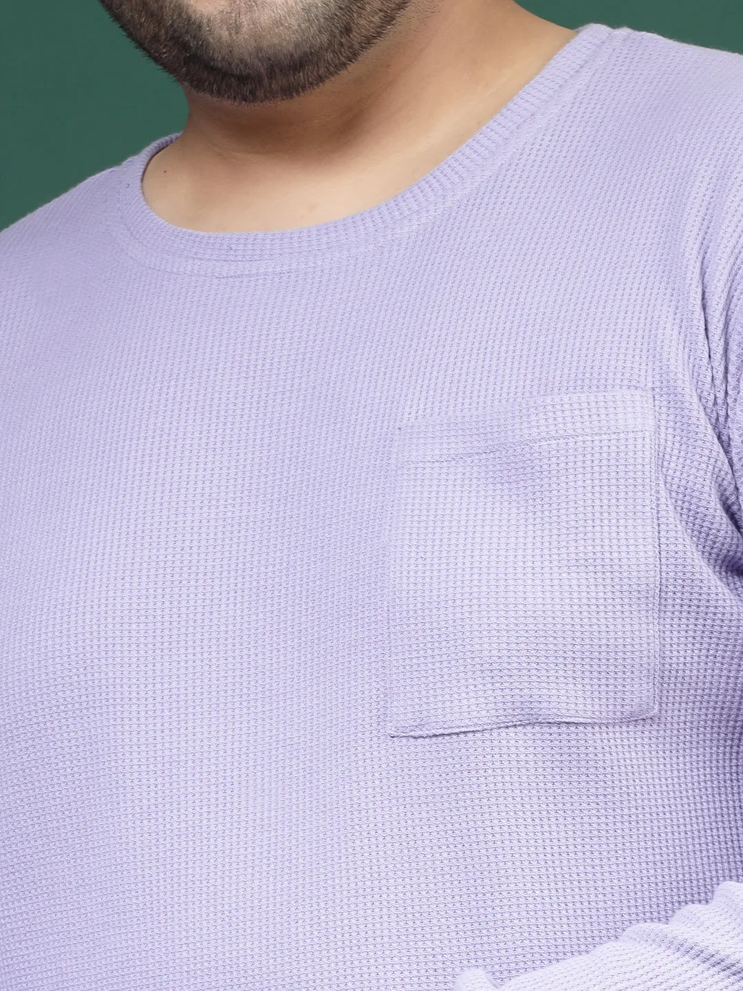 Pocketed Waffle Tee with Curved Hem