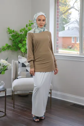 Ribbed Long Sleeve Top- Tan