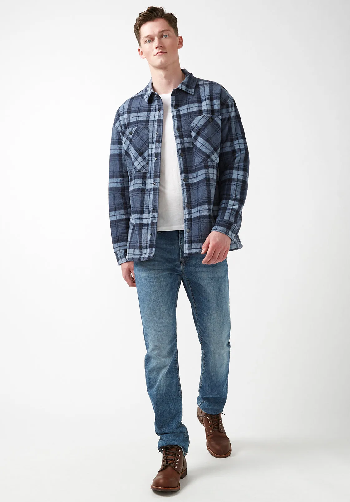 Sandis Fleece Shacket in Mirage Plaid - BPM14426