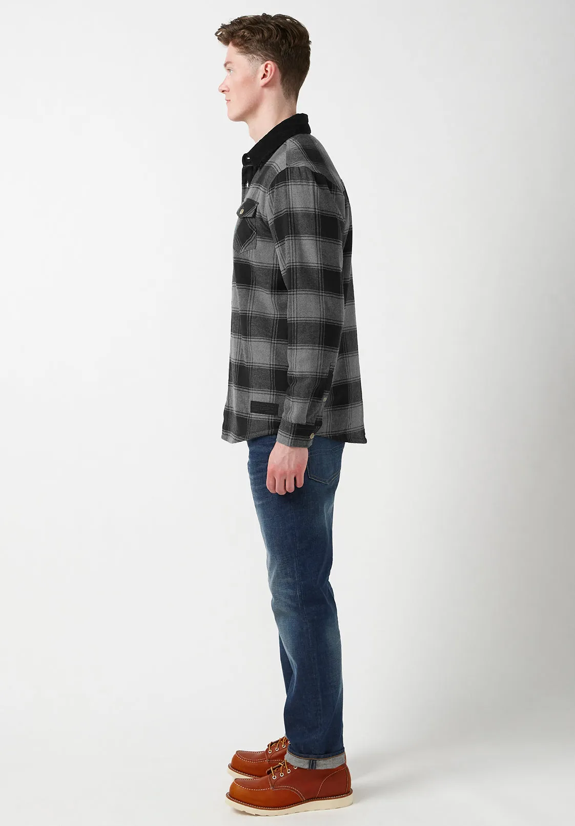 Seveno Shacket in Grey Plaid - BPM13670B