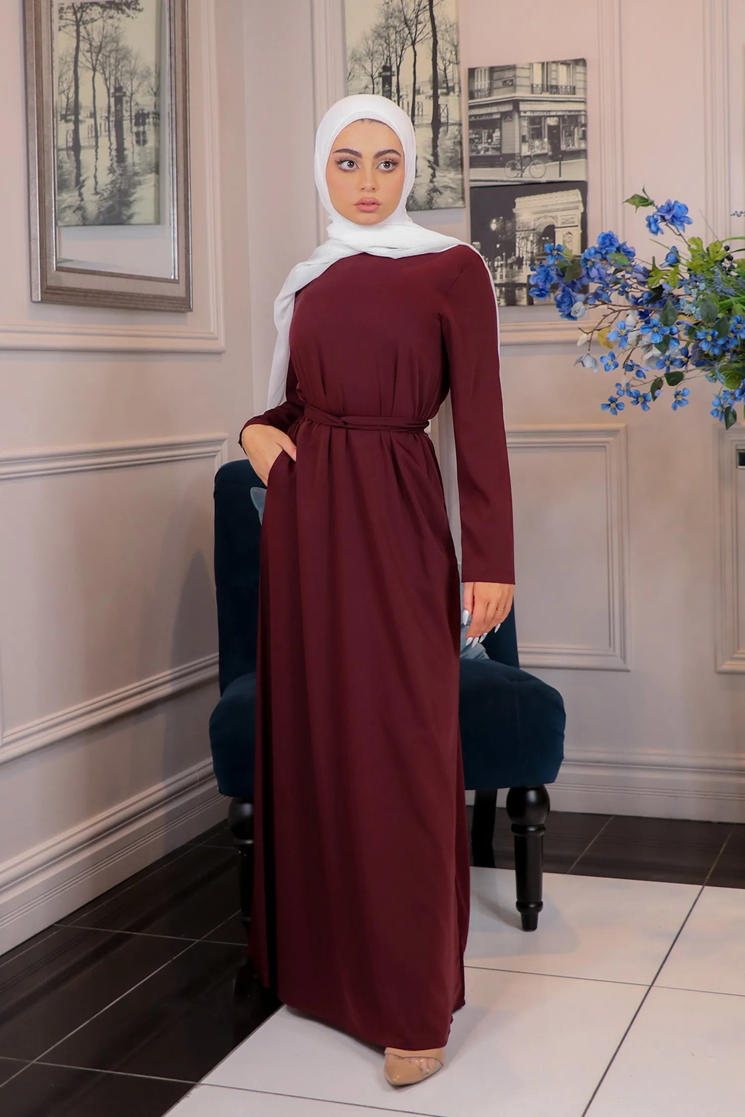 Sheath Deluxe Soft Dress- Mahogany