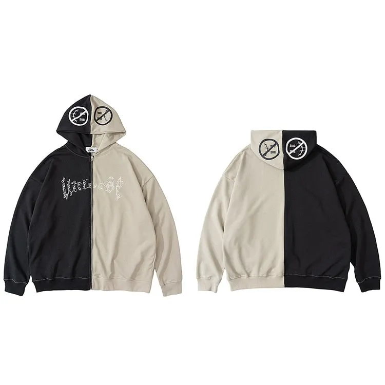 Spliced Zip Up Hoodie