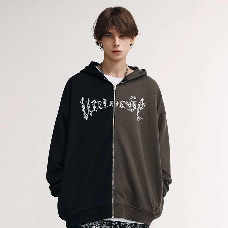 Spliced Zip Up Hoodie