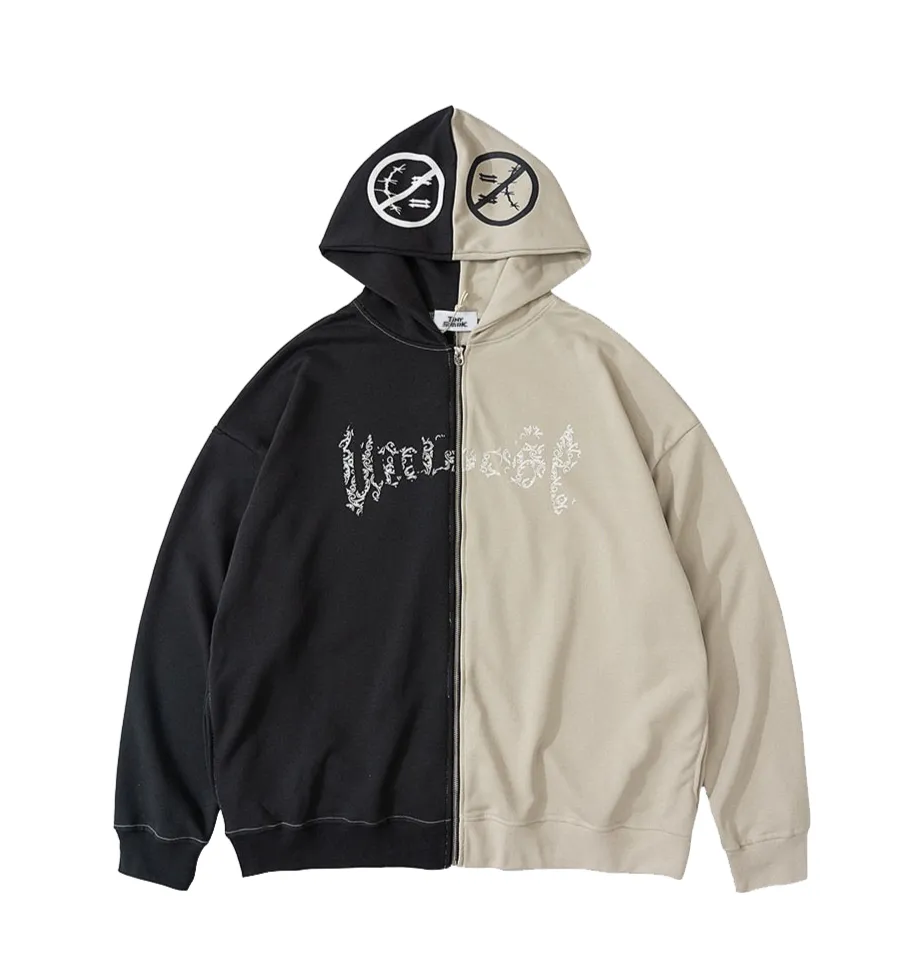 Spliced Zip Up Hoodie