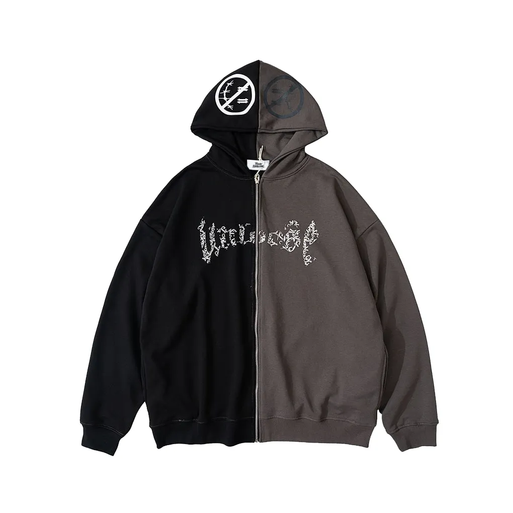 Spliced Zip Up Hoodie