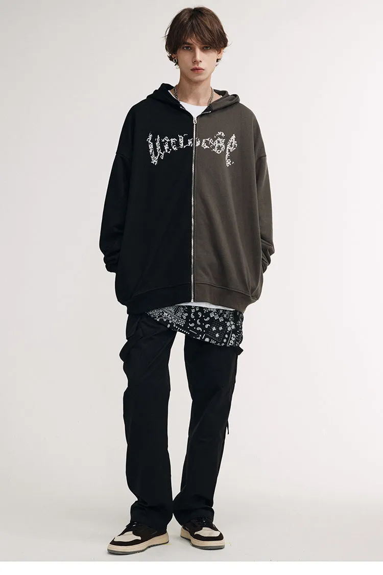 Spliced Zip Up Hoodie