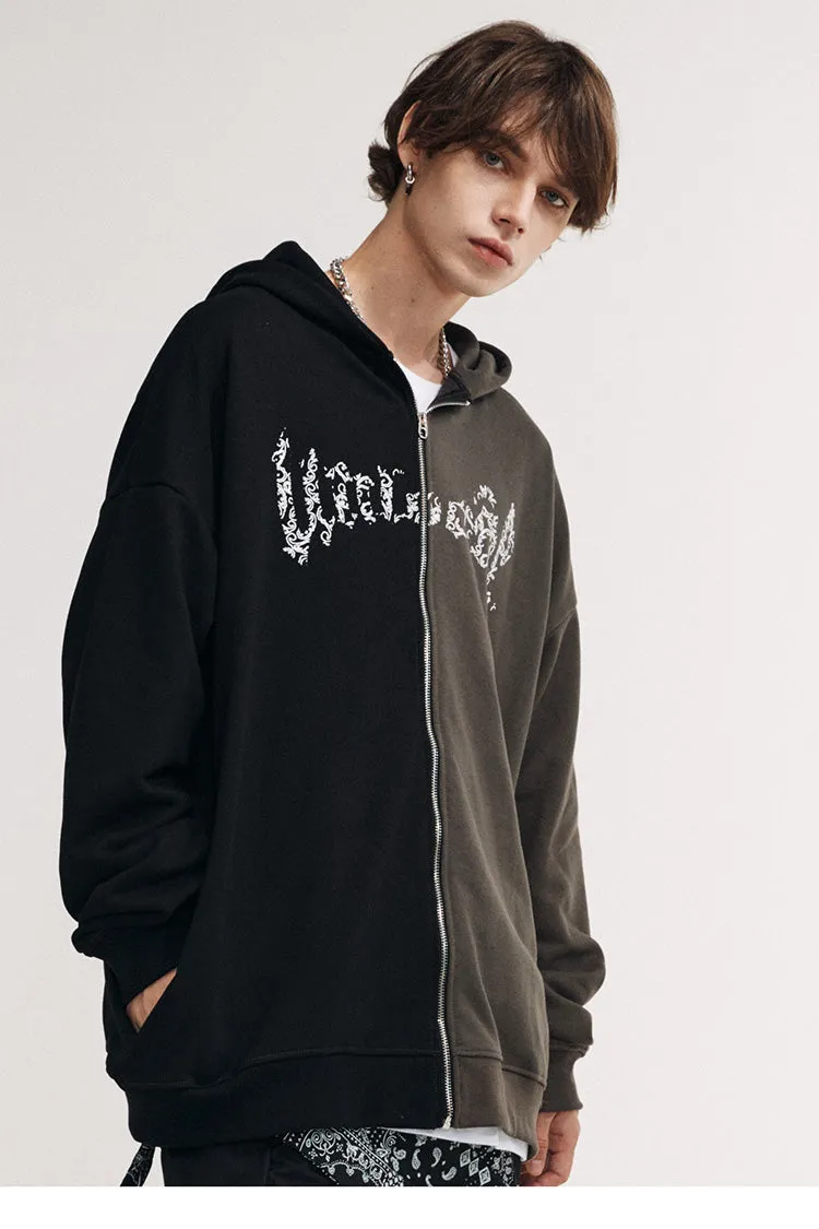 Spliced Zip Up Hoodie