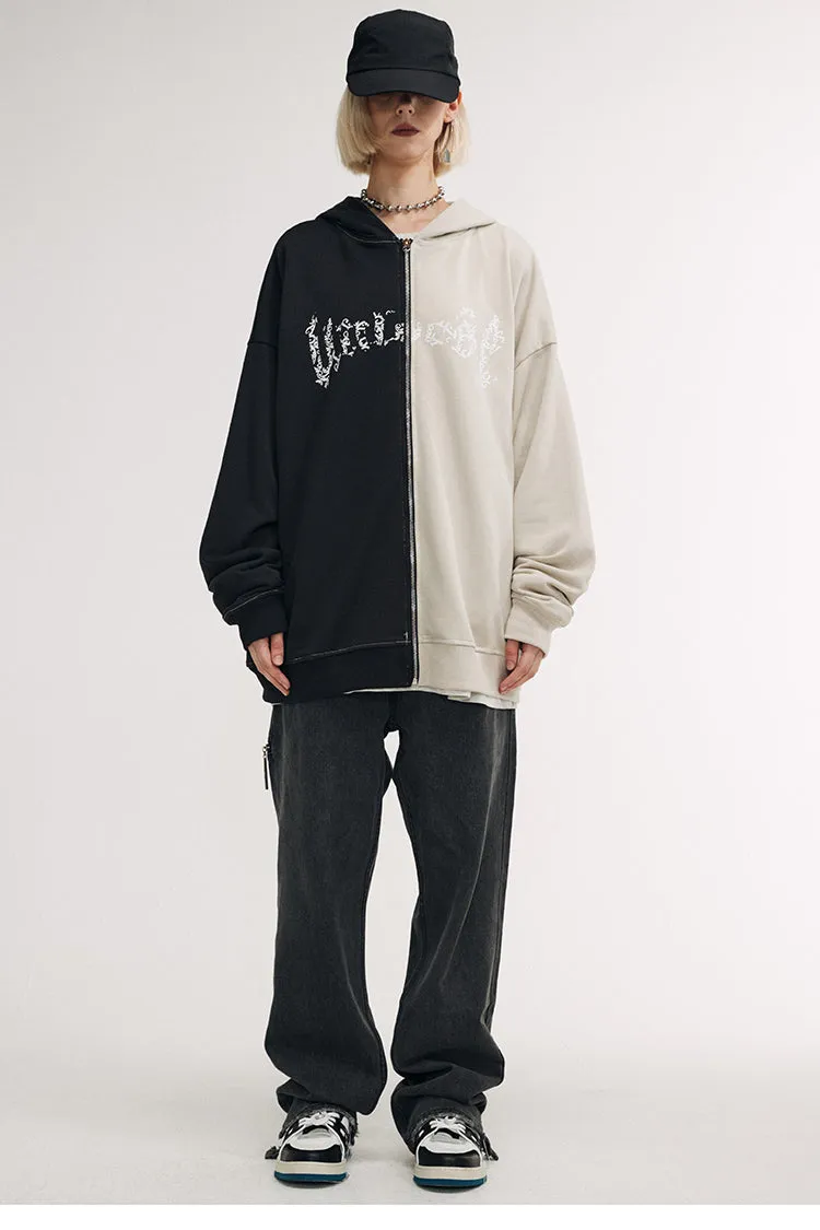 Spliced Zip Up Hoodie