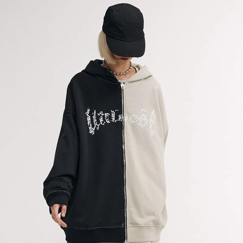 Spliced Zip Up Hoodie