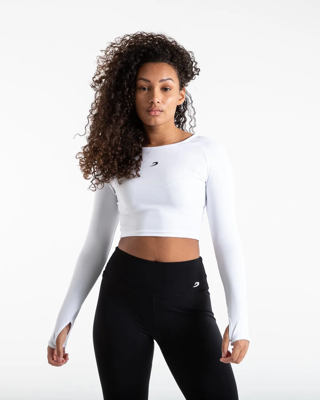 Training Long Sleeve Crop Top - White