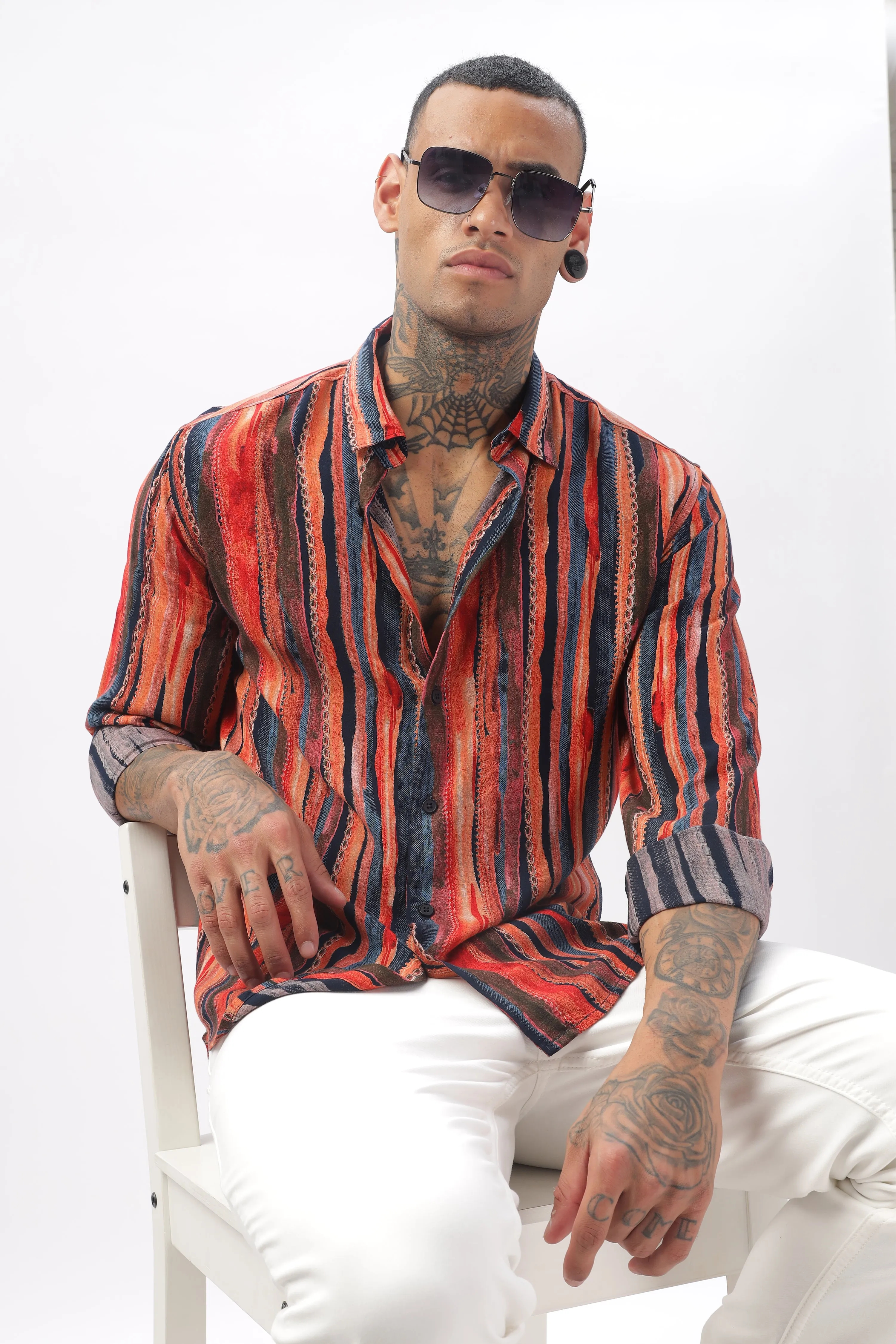 Tropical Stripes Viscose Shirt