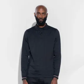 TSHEPO CLASSIC LONG SLEEVE POLO, BLACK