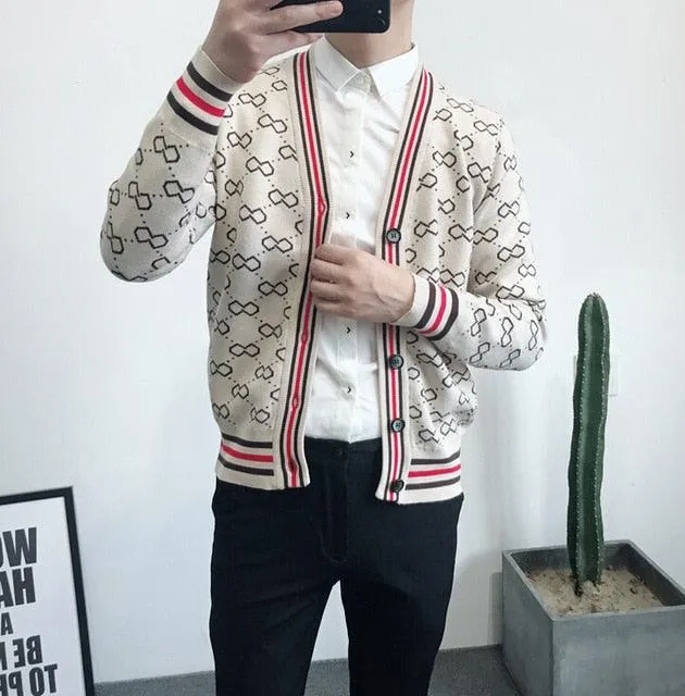 V-Neck Men's Knit Jacket