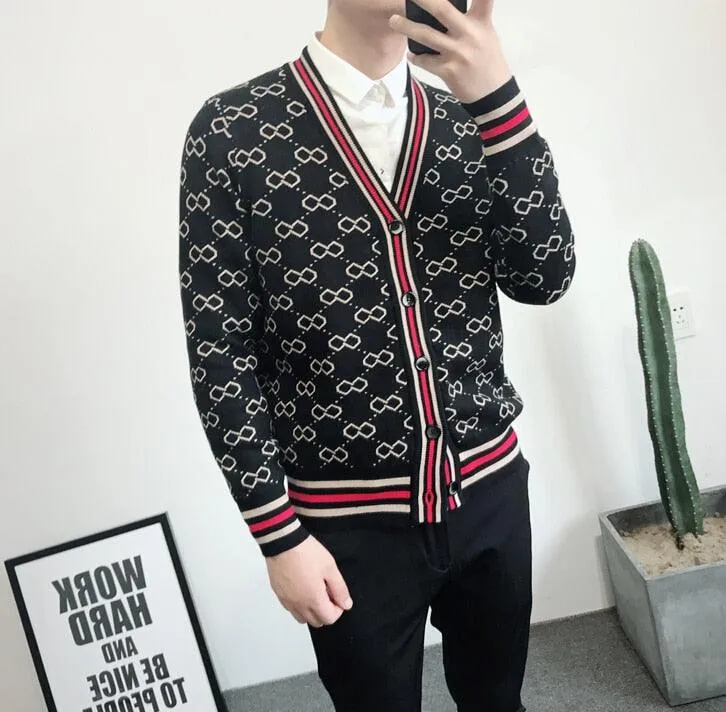 V-Neck Men's Knit Jacket