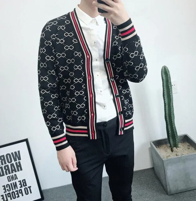 V-Neck Men's Knit Jacket