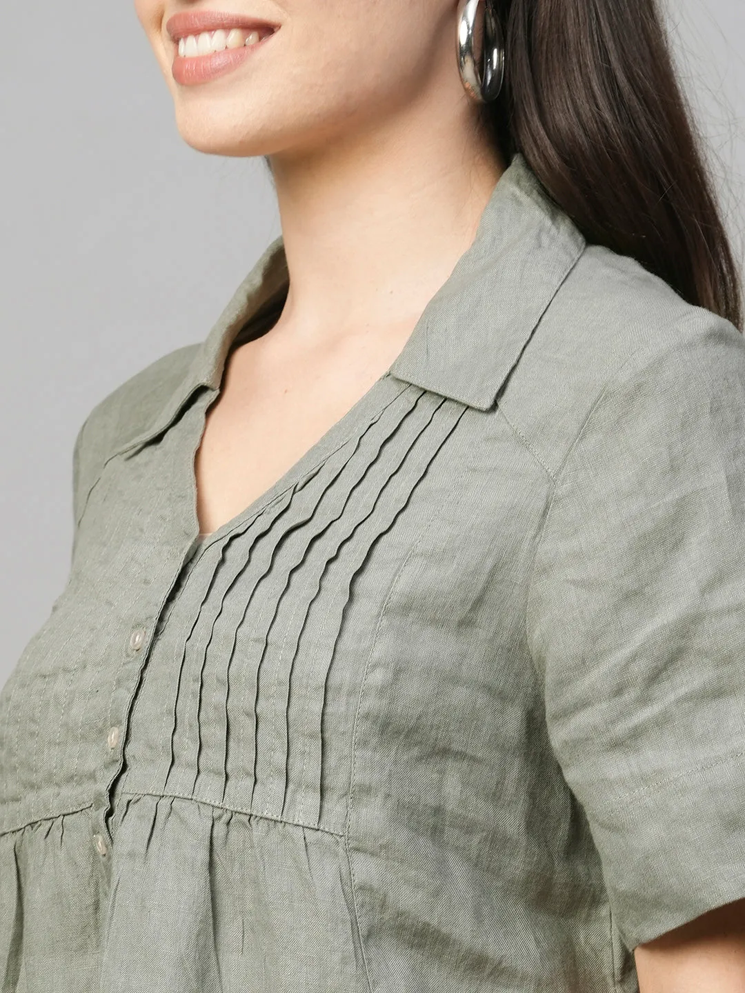 Women's Sage Linen Regular Fit Blouse