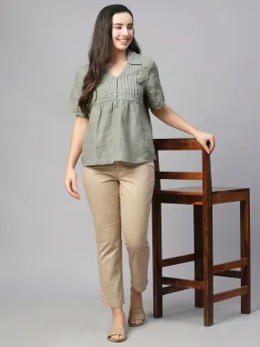 Women's Sage Linen Regular Fit Blouse