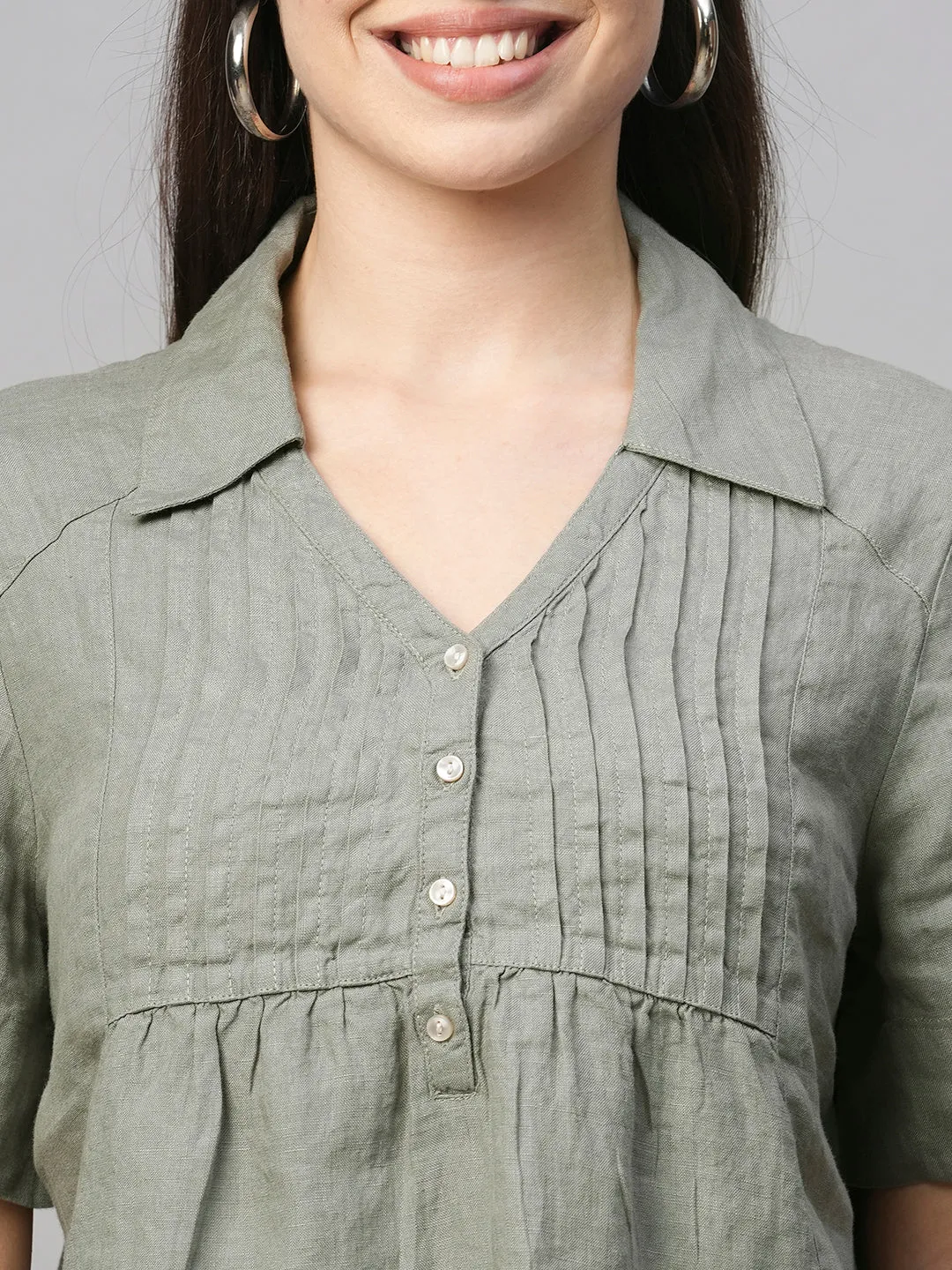 Women's Sage Linen Regular Fit Blouse