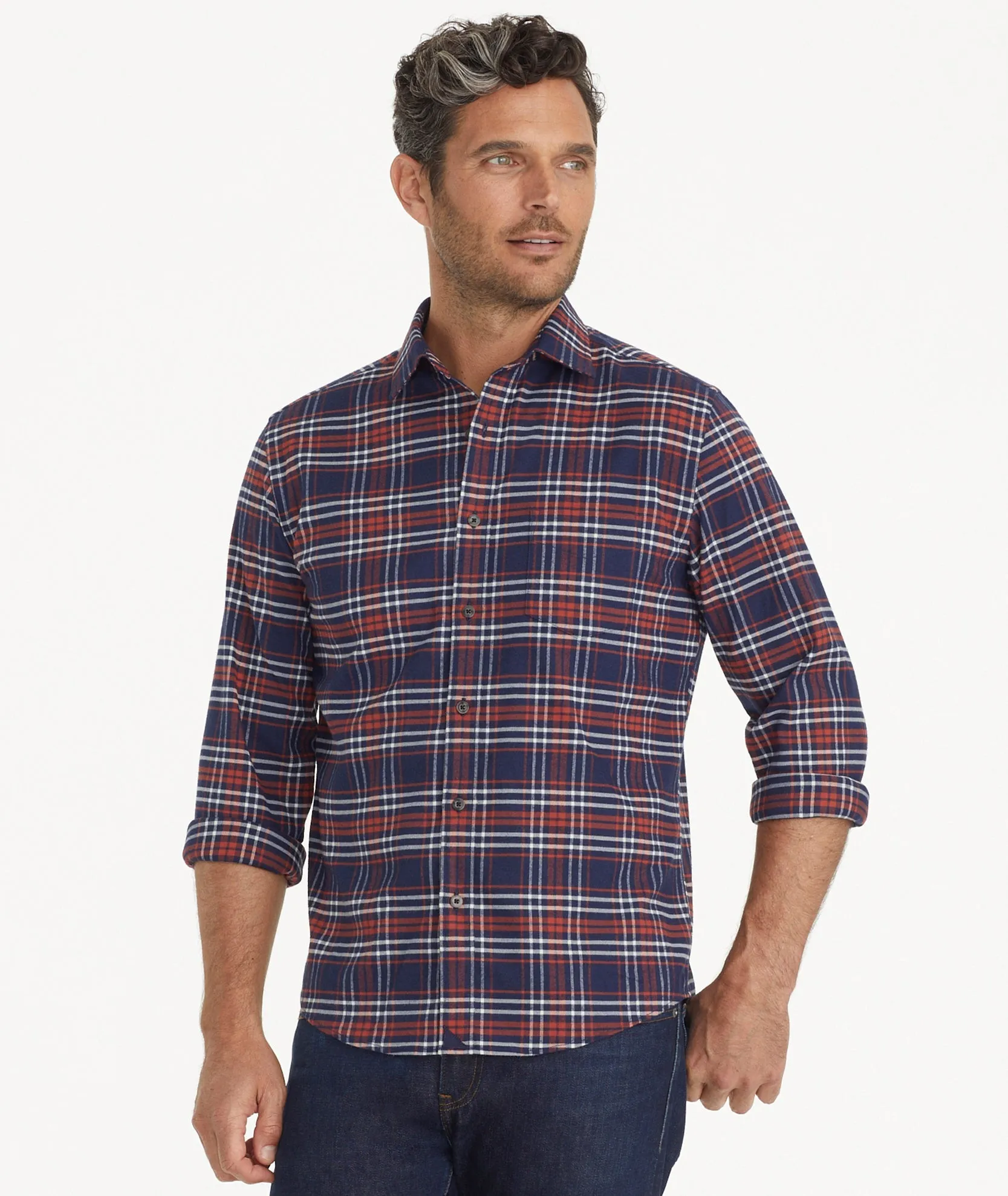 Wrinkle-Free Performance Flannel Trezari Shirt - FINAL SALE